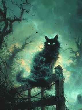 Custom Fridge Magnet Black Mystical Cat